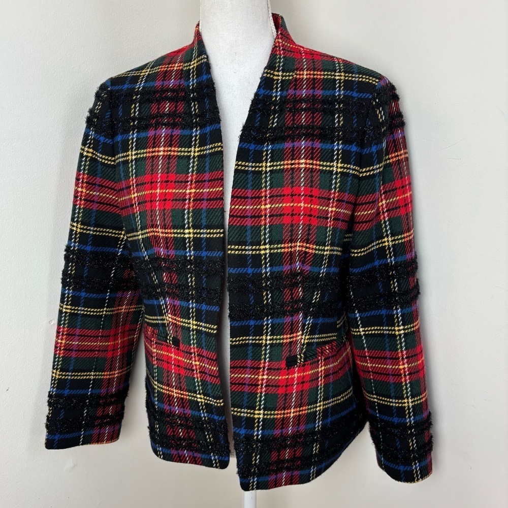 J. Crew Going-out Blazer in Lurex Stewart Tartan Size 10 - Picture 10 of 13